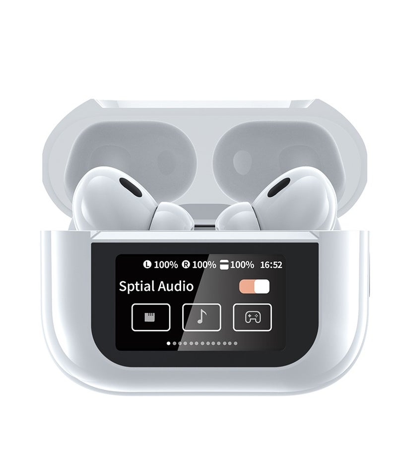 RENON Pulse True Wireless Bluetooth 5.4 Earbuds, Touch Screen Display Charging Case with 1.47” Display, ANC+ENC Noise Cancelling Headphones, 36H Playtime, Spatial Sound, IPX4 Waterproof - Image 2